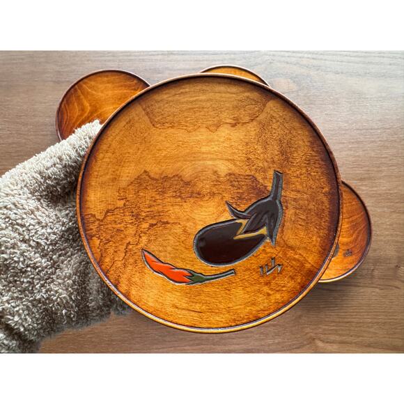 [Like New] Vintage Japanese Small Wooden Plates, hand-carved urushi finish 5 pcs - Picture 11 of 16